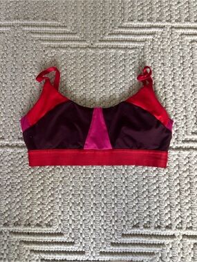 JoyLab Sports Bra Medium Red Pink Colorblock Strappy Adjustabl